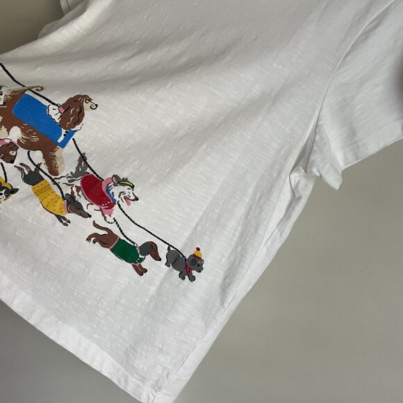 Cath Kidston London Pop Art Dog Print Top Size L White Cotton Short Sleeve Tee - Picture 12 of 15